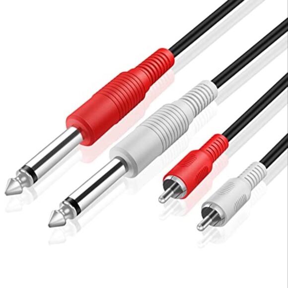 Livewire Essential Interconnect Dual Cable RCA Male to 1/4" TS Male - Picture 1 of 5